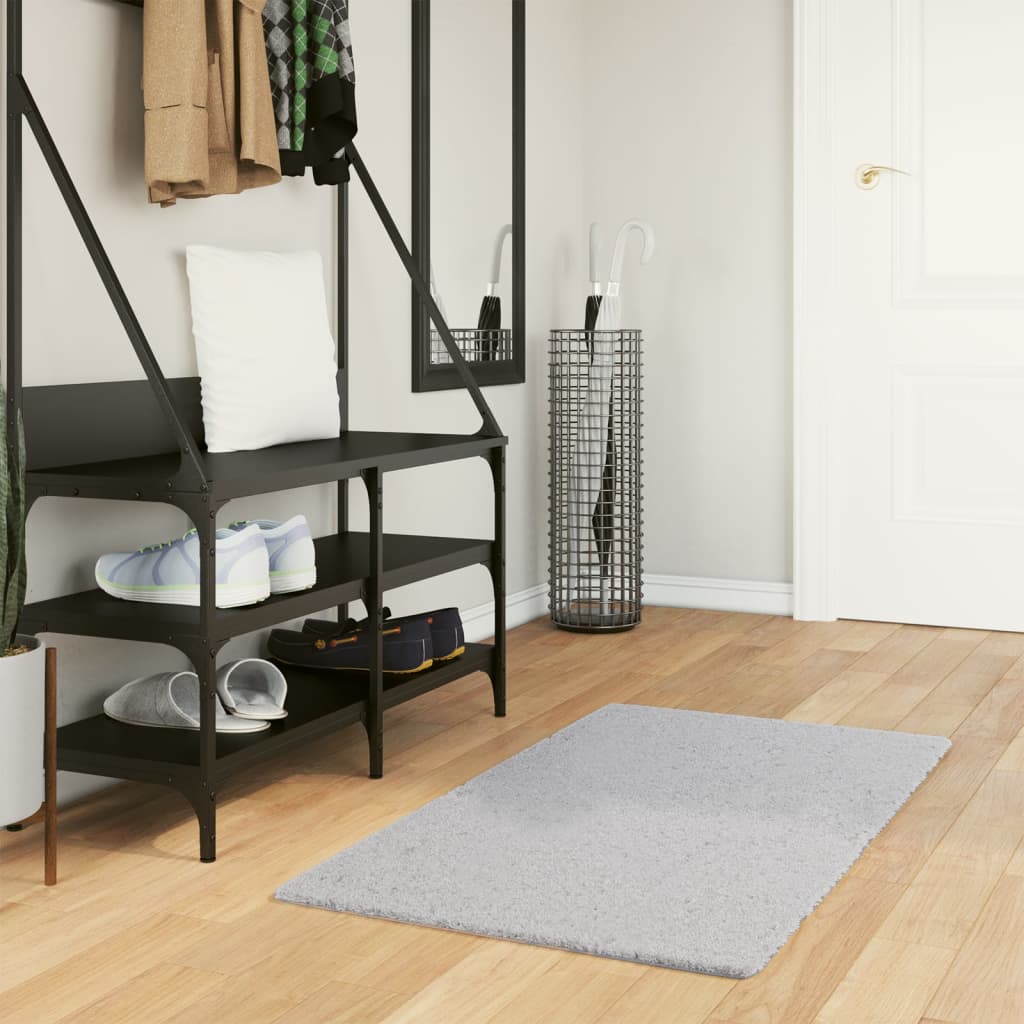 Rug Short Pile Soft and Washable Grey 60x110cm