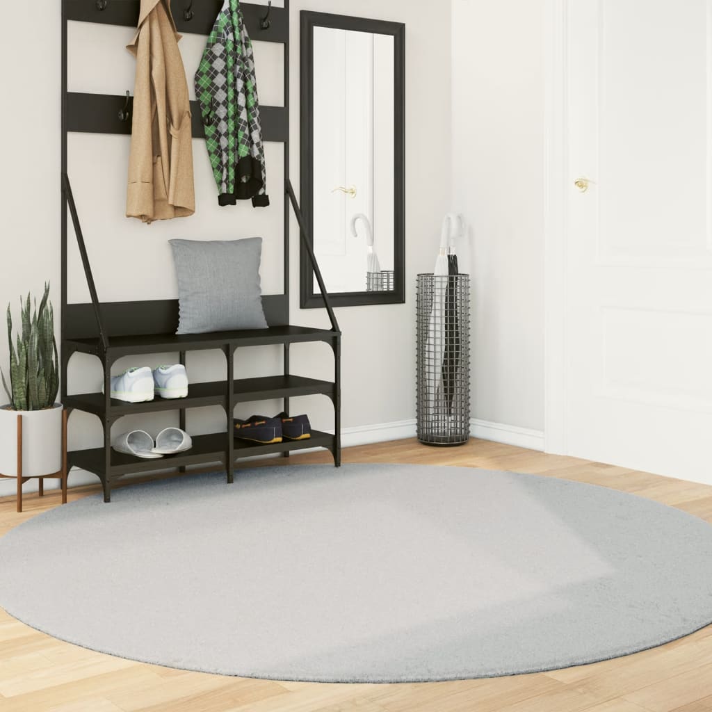 Rug Short Pile Soft and Washable Grey 200cm