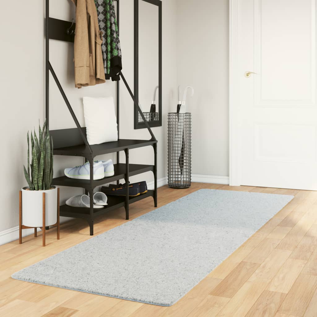 Rug Short Pile Soft and Washable Blue 80x250cm