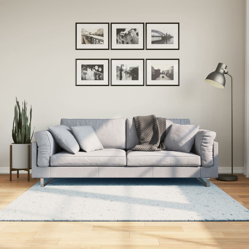 Rug Short Pile Soft and Washable Blue 160x160cm