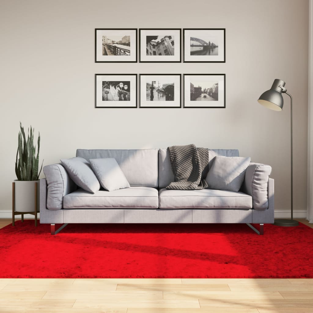 Rug Short Pile Soft and Washable Red 160x230cm