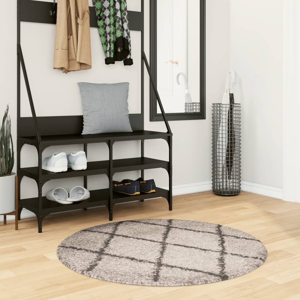 Shaggy Rug High Pile Modern Beige and Anthracite 100cm