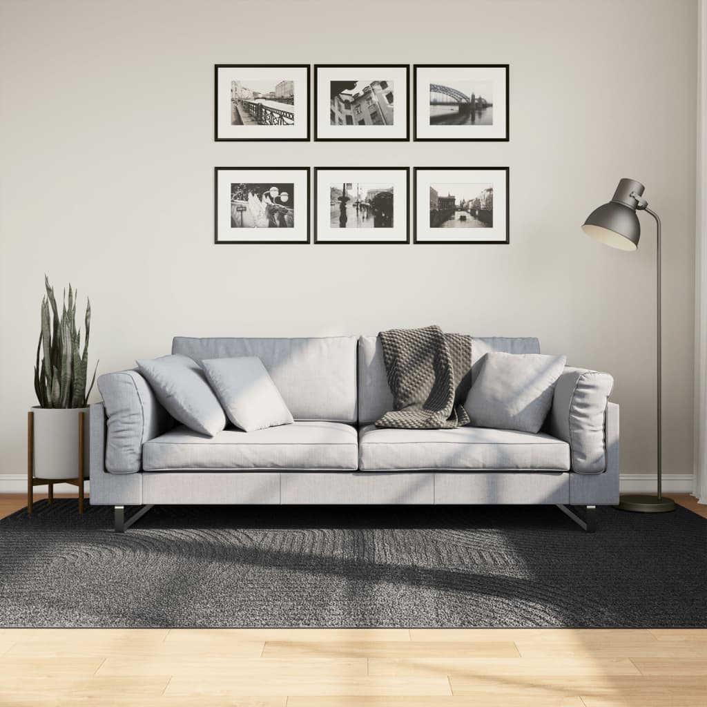 Rug IZA Short Pile Scandinavian Look Anthracite 160x230 cm