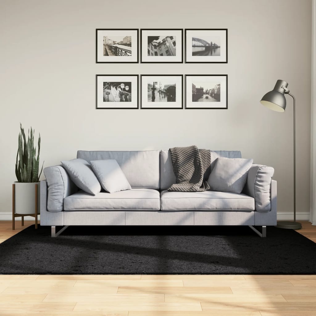 Rug OVIEDO Short Pile Black 140x200cm
