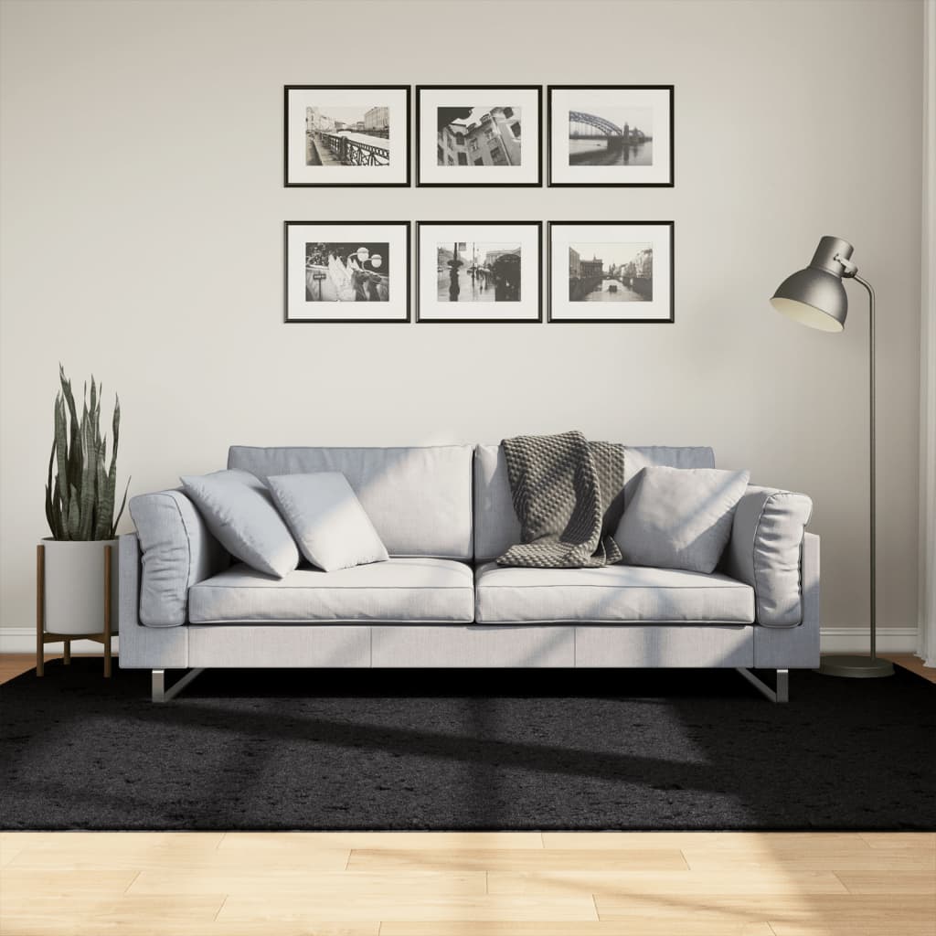 Rug OVIEDO Short Pile Black 160x230cm