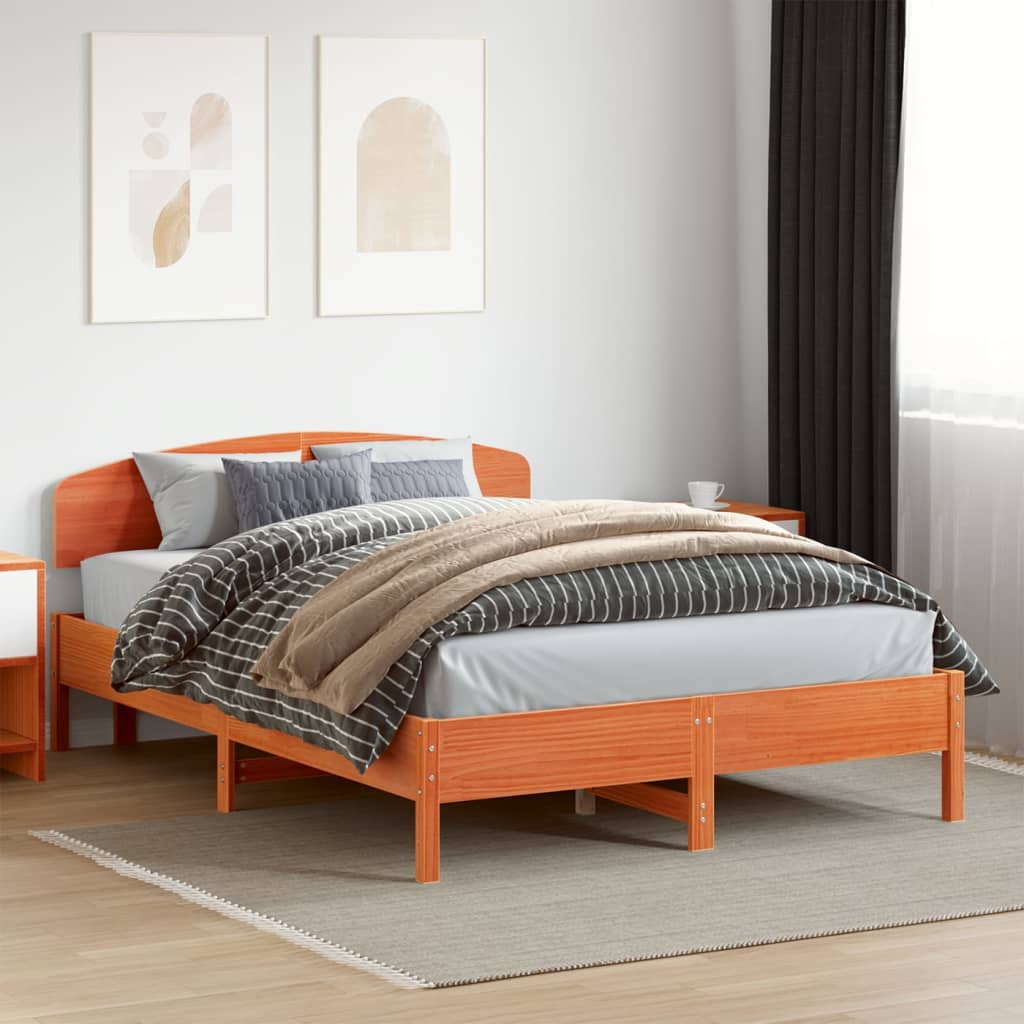 Bedframe Wax Brown 120x200cm Solid Wood Pine