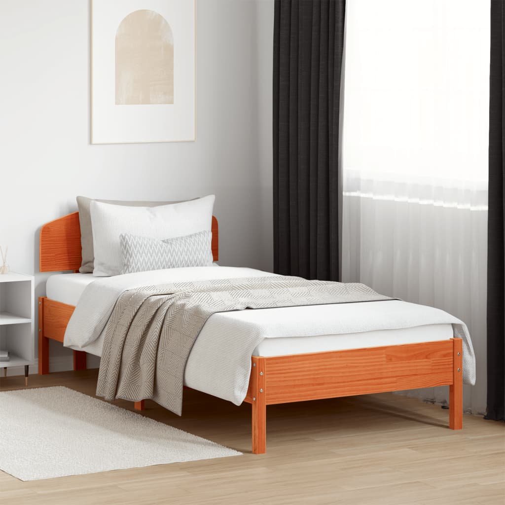 Bedframe Wax Brown 100x200cm Solid Wood Pine