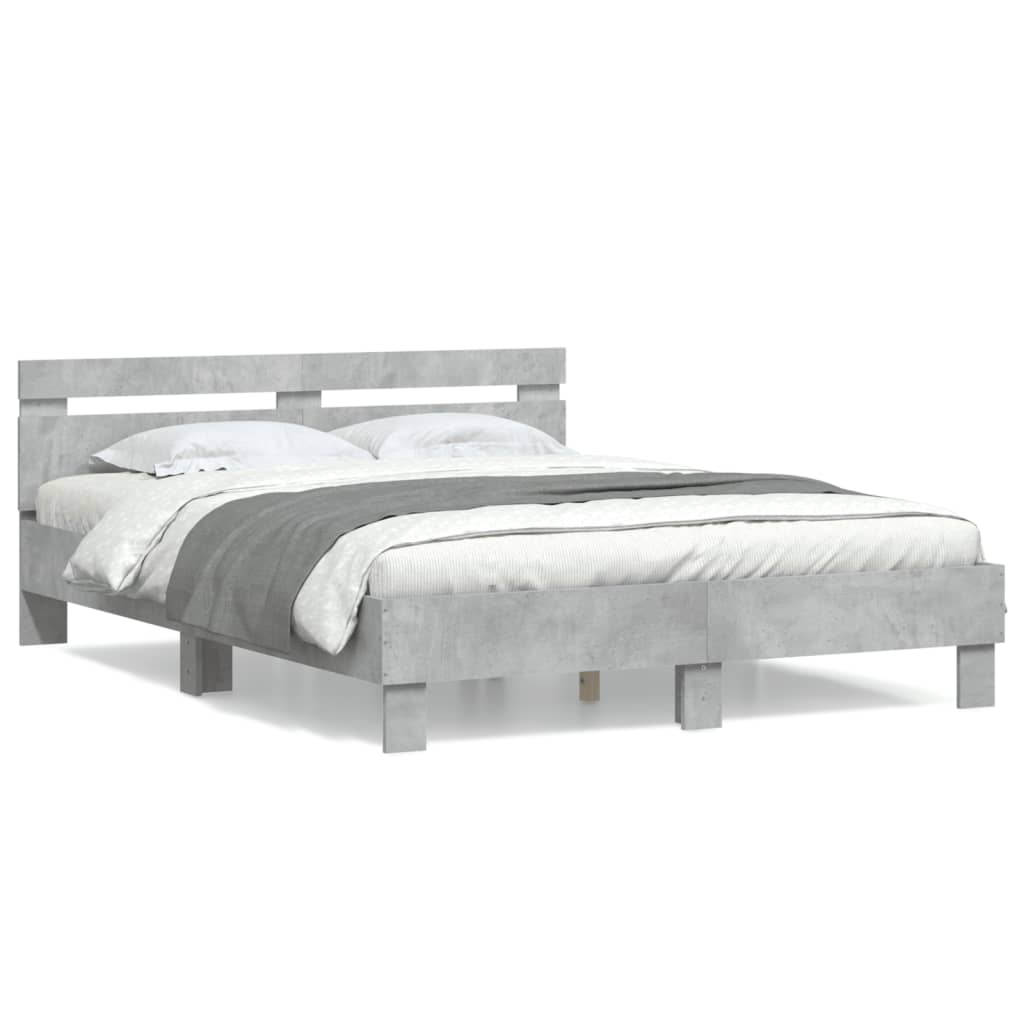 Bed Frame with Headboard Concrete Grey 140x200 cm Engineered Wood