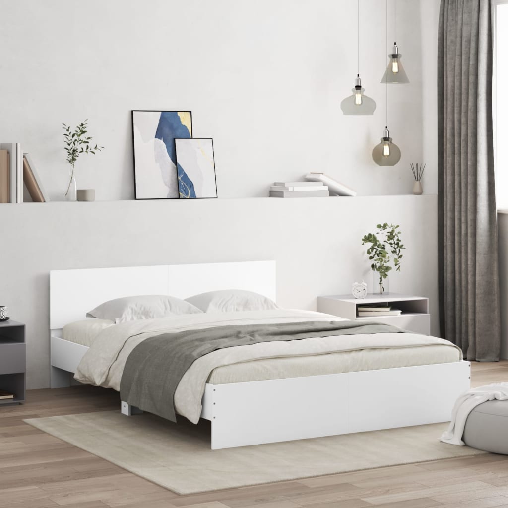 Bed Frame with Headboard White 140x200 cm