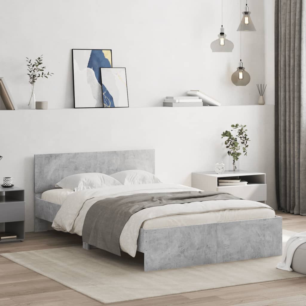 Bed Frame with Headboard Concrete Grey 120x200 cm