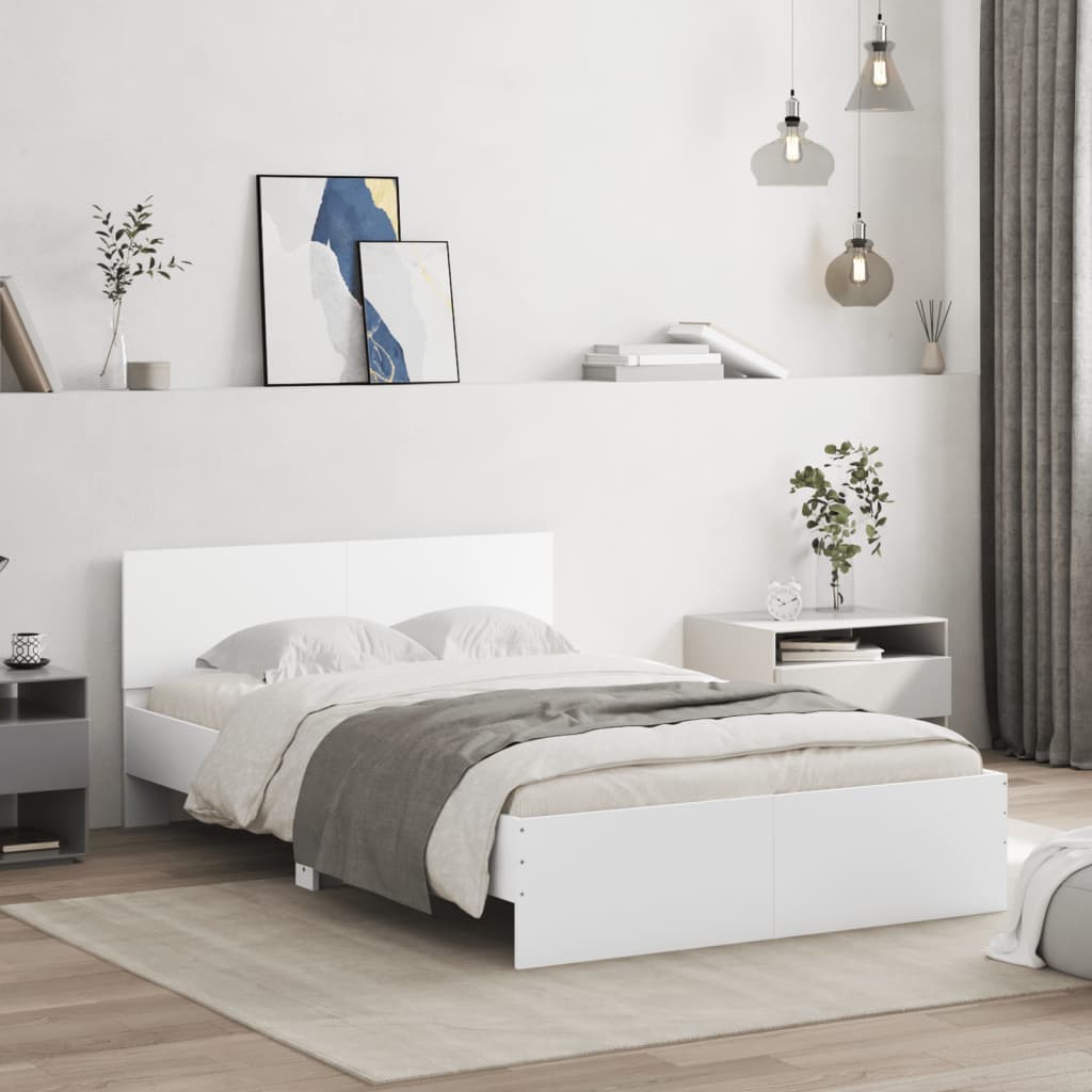 Bed Frame with Headboard White 135x190 cm Double