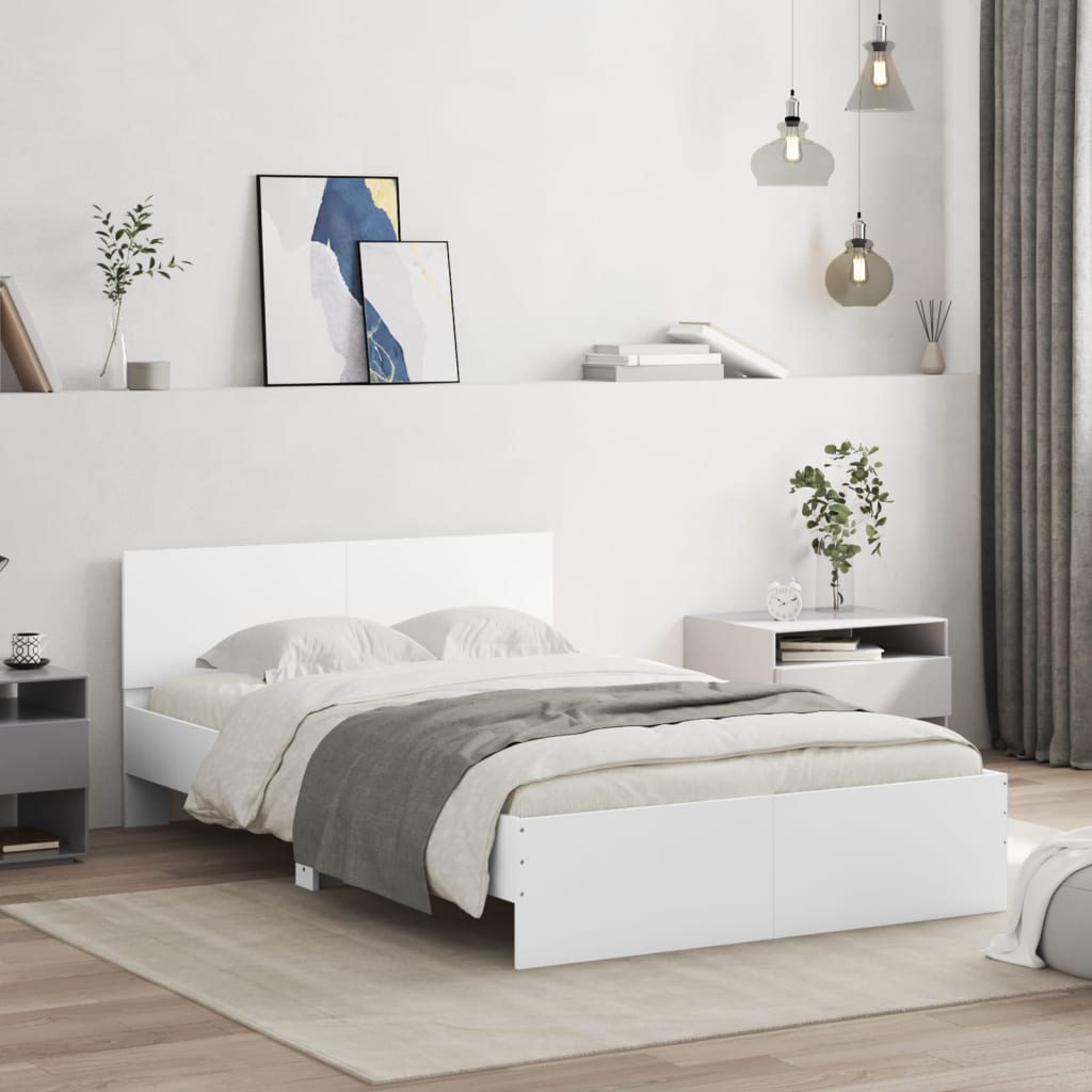 Bed Frame with Headboard White 120x190 cm Small Double