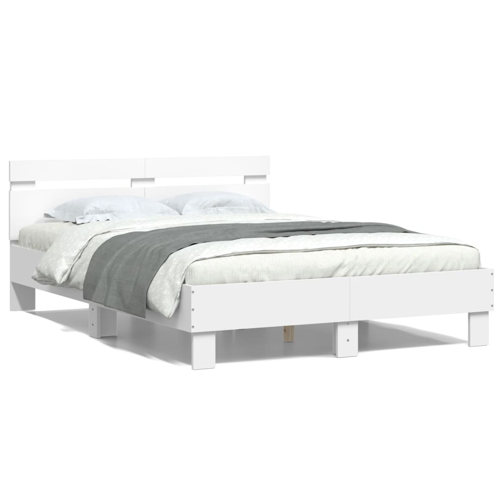 Bed Frame with Headboard and LED White 120x200 cm