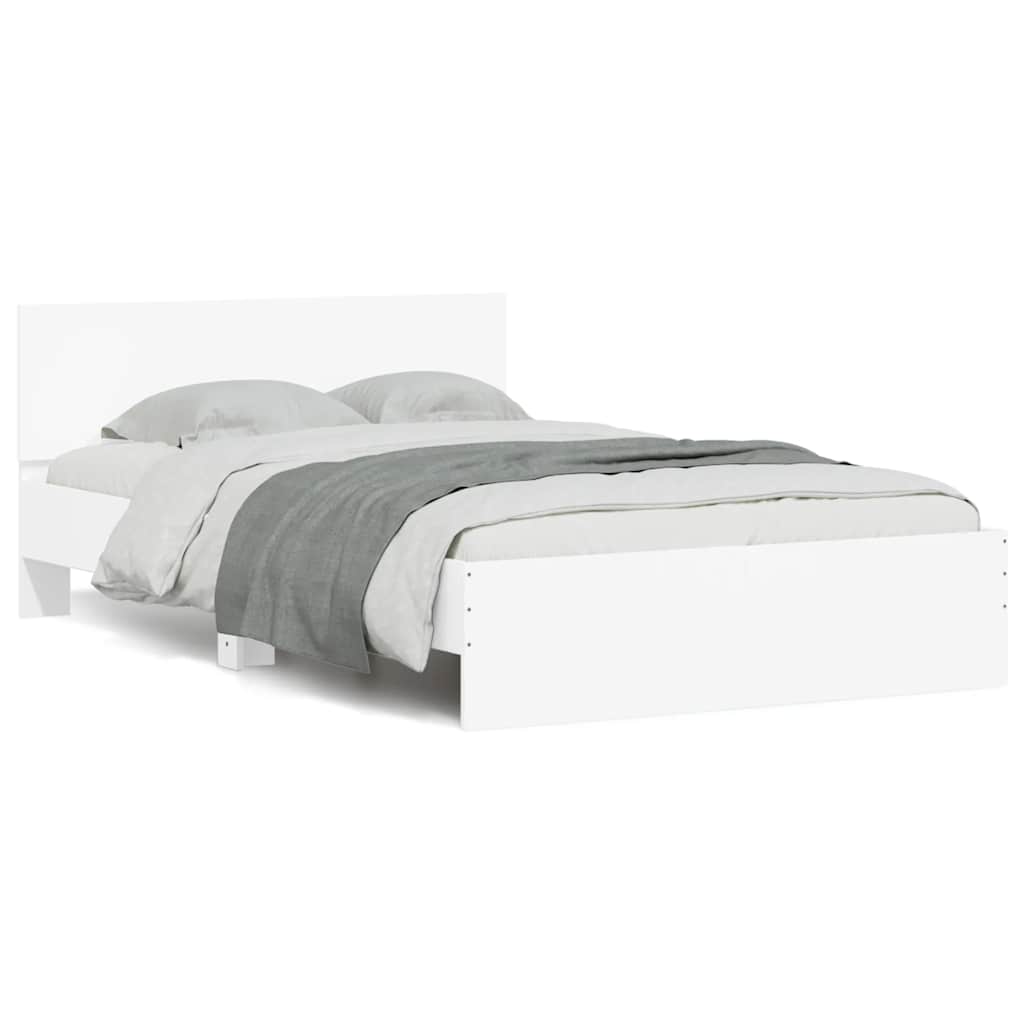 Bedframe with Headboard and LED White 140x190cm