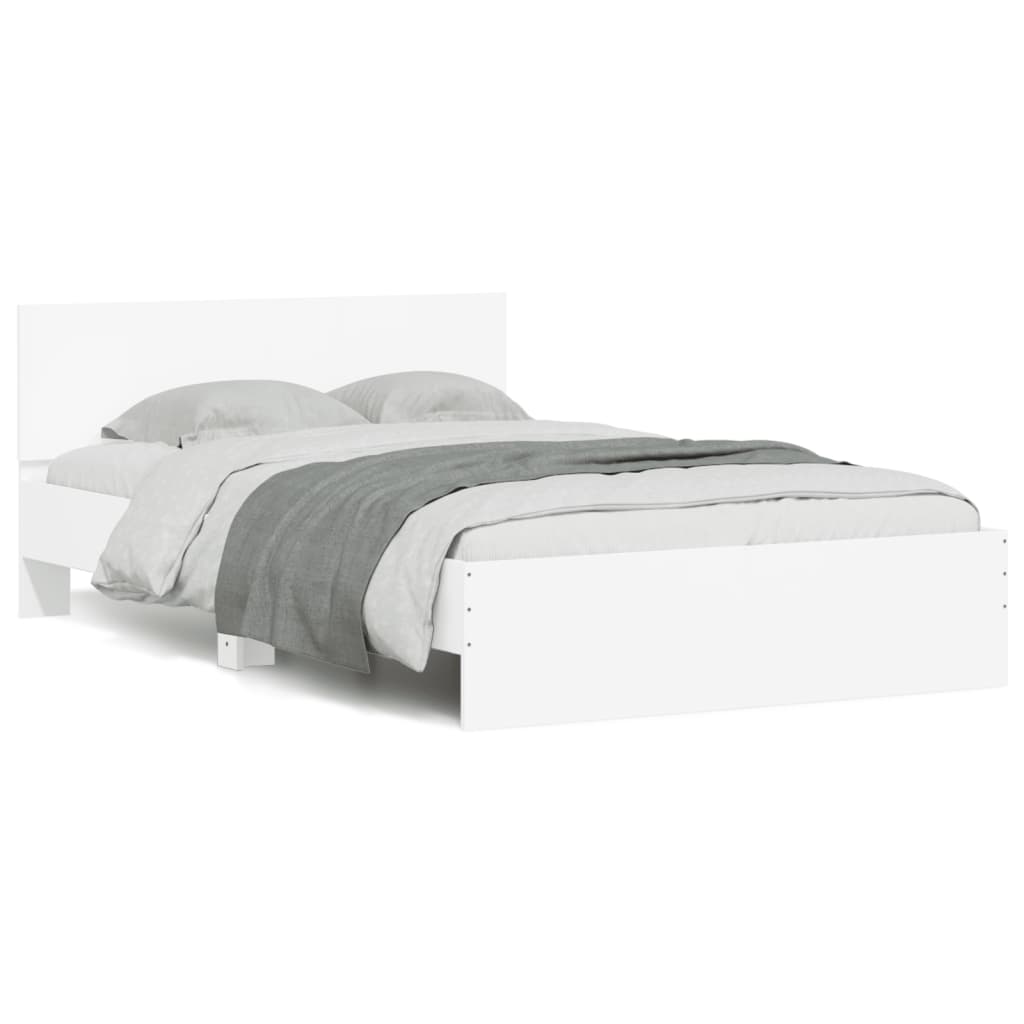 Bed Frame with Headboard and LED White 135x190 cm Double