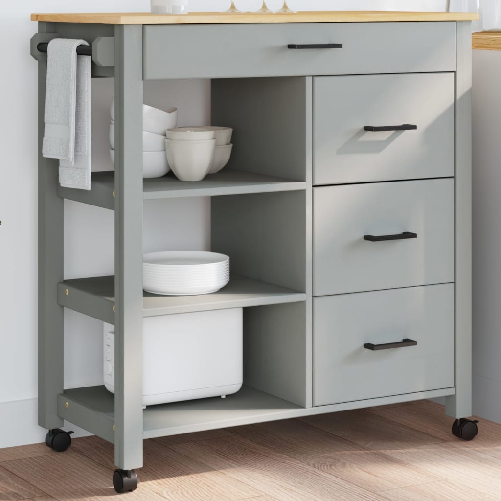 Kitchen Trolley MONZA 84x40x90 cm Solid Wood Pine