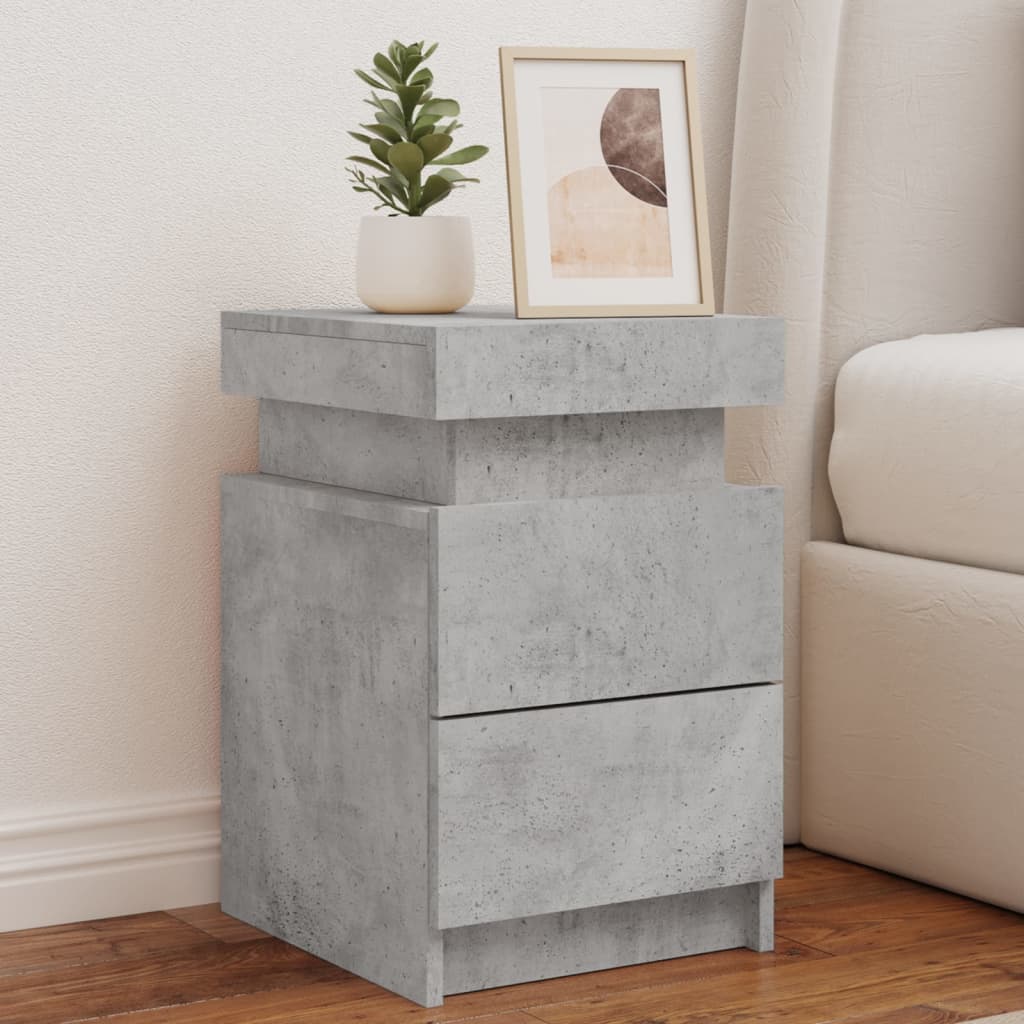 Bedside Table - LEAMING Nightstand Concrete Grey 35cm
