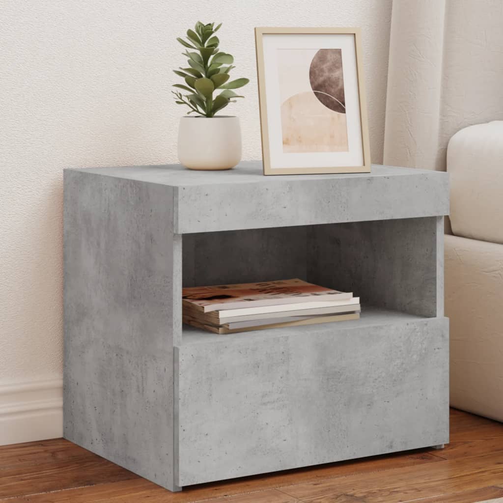 Bedside Table - BELLEVUE Nightstand Concrete Grey 50cm