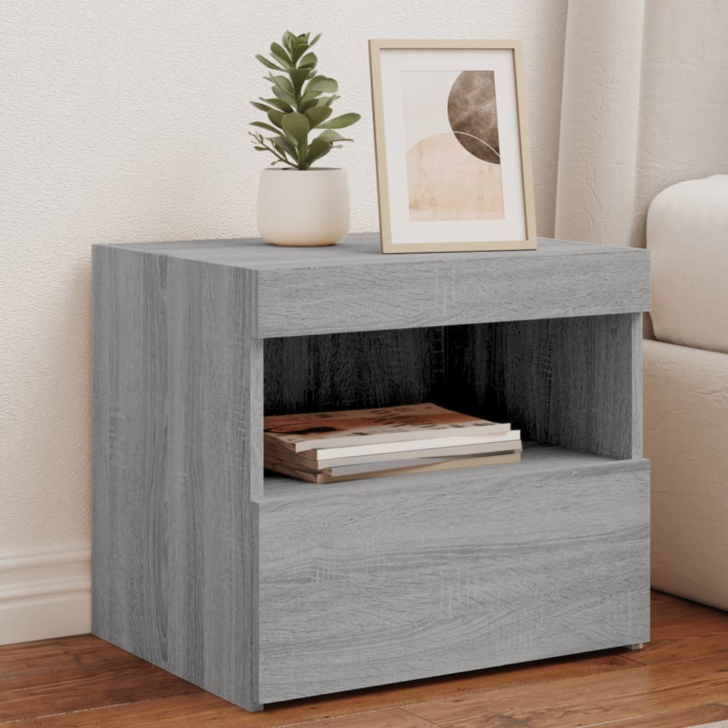 Bedside Table - BELLEVUE Nightstand Grey Sonoma 50cm