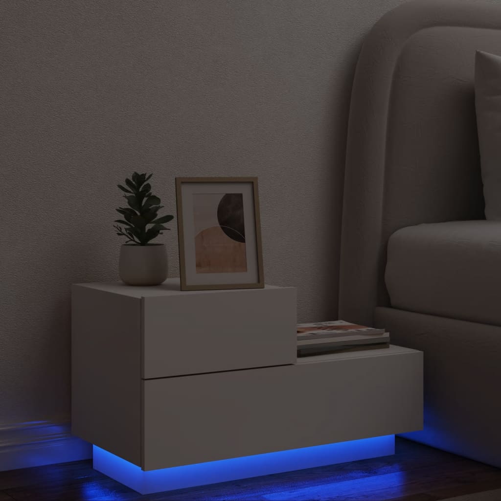 Bedside Table - ASTI Nightstand White 70cm