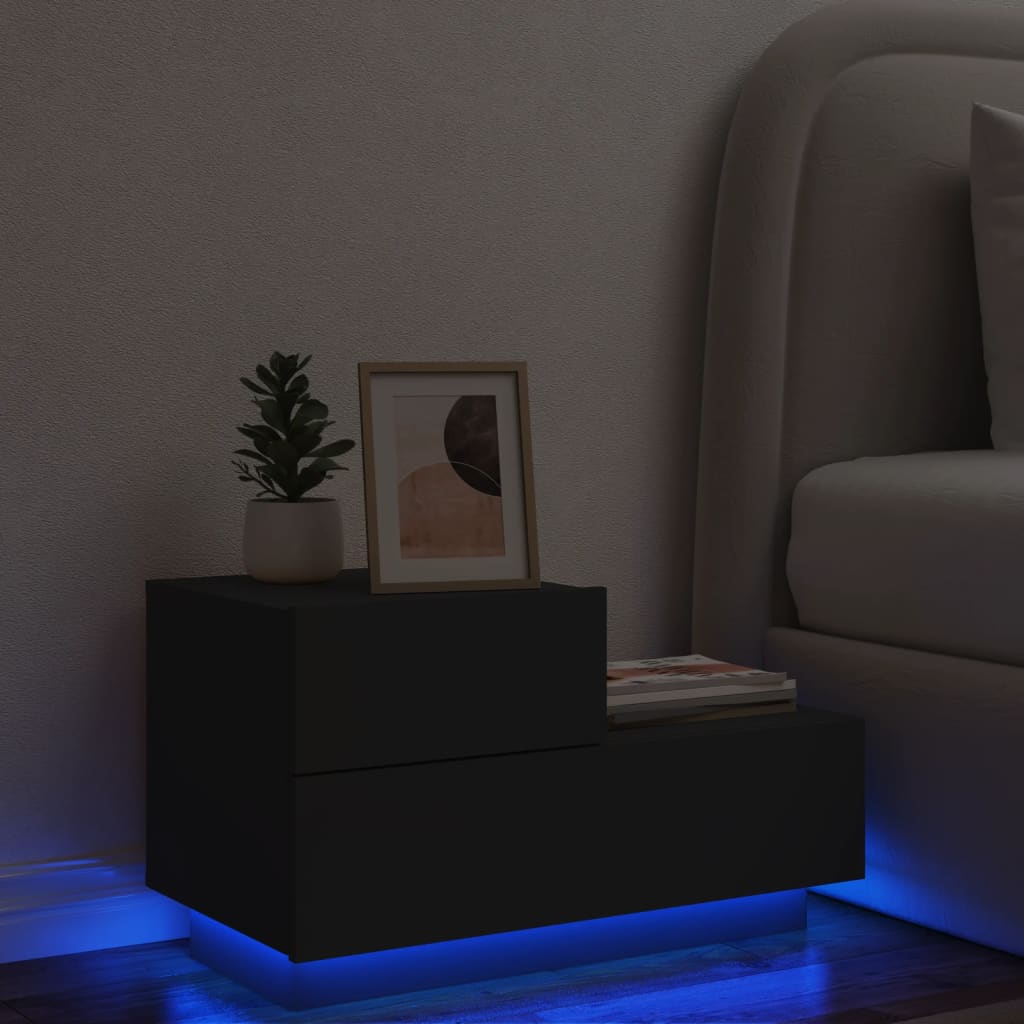 Bedside Table - ASTI Nightstand Black 70cm