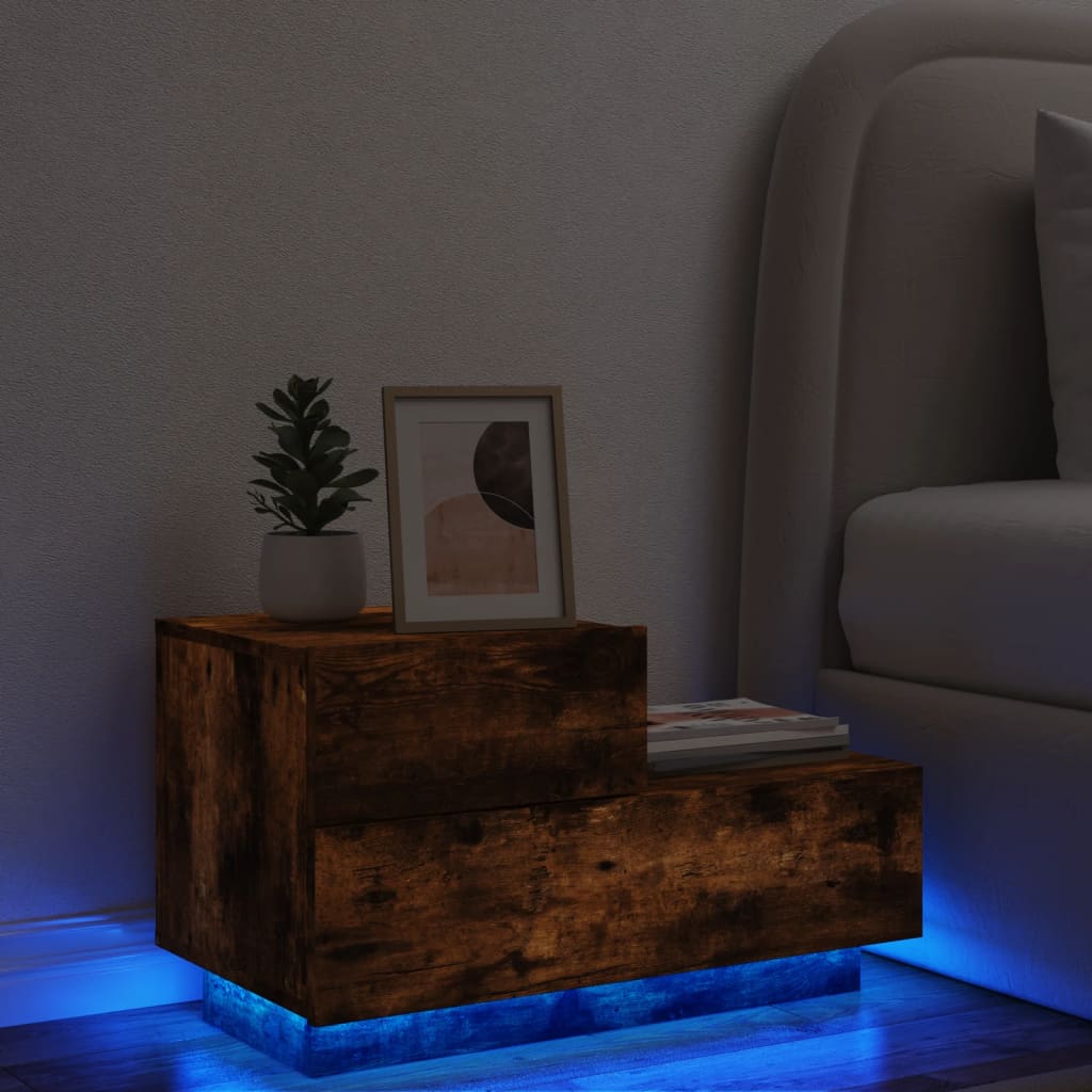 Bedside Table - ASTI Nightstand Smoked Oak 70cm