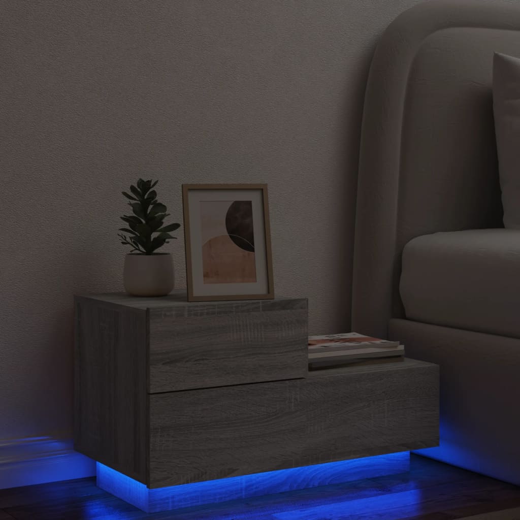 Bedside Table - ASTI Nightstand Grey Sonoma 70cm