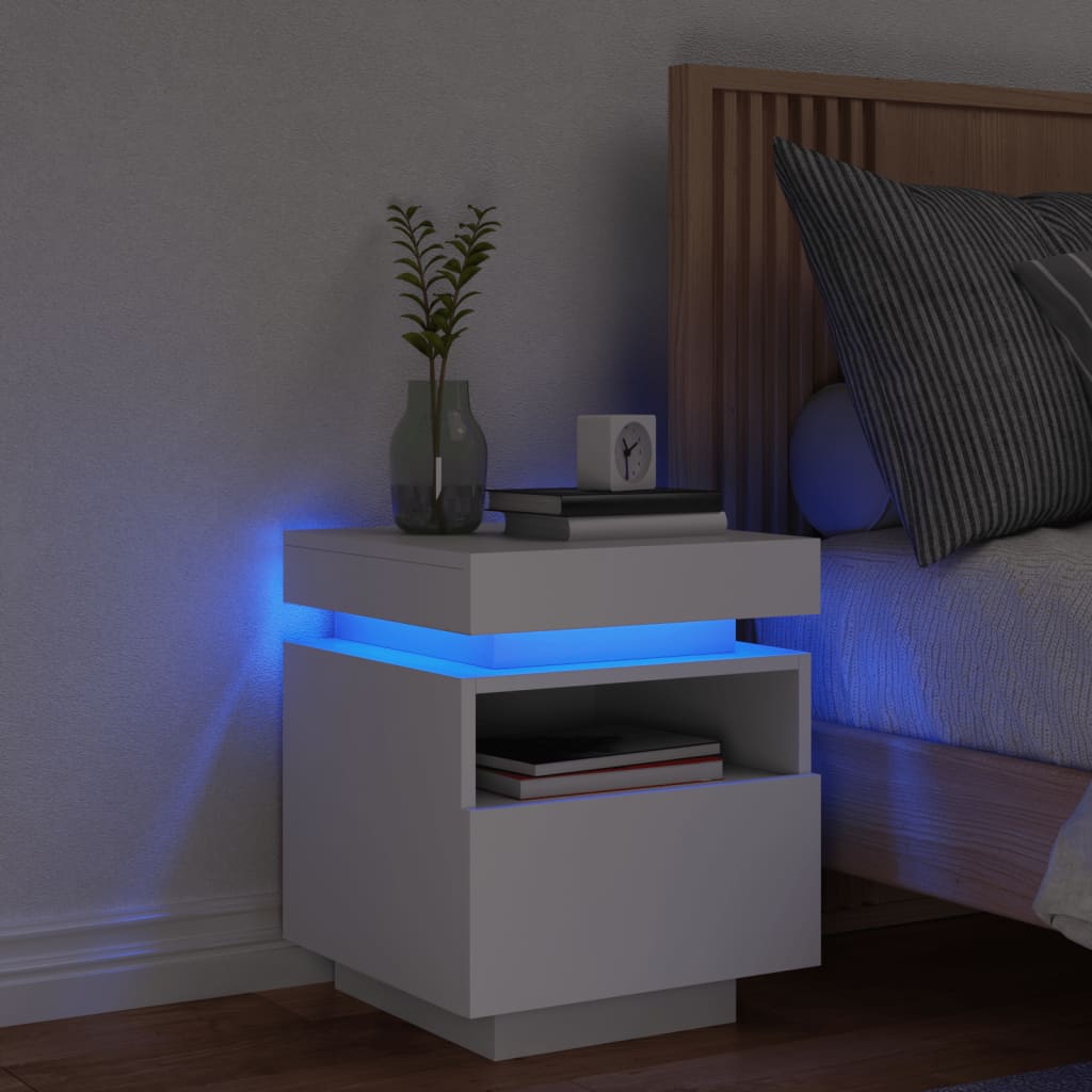 Bedside Table - MERRITT Nightstand White 40cm