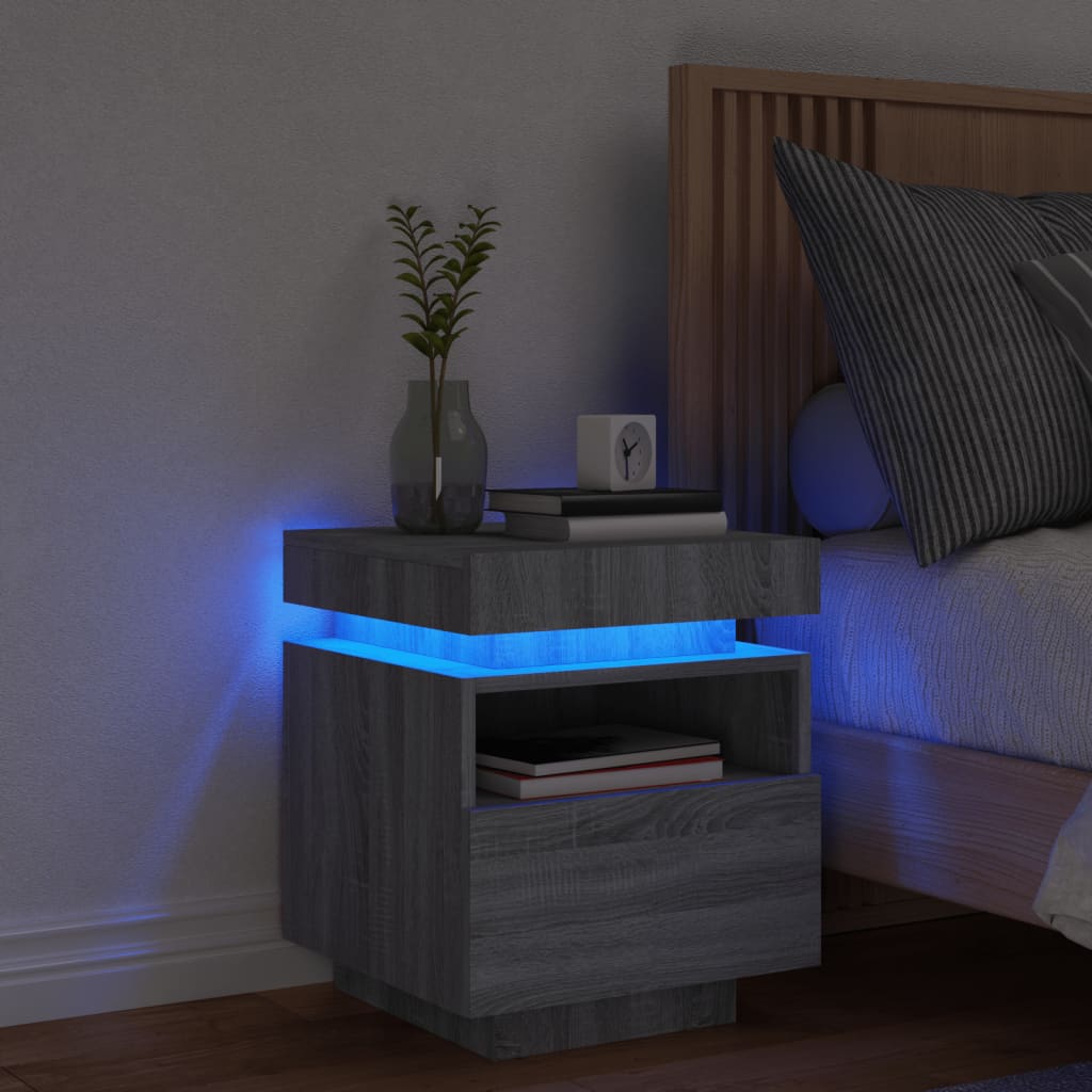 Bedside Table - MERRITT Nightstand Grey Sonoma 40cm