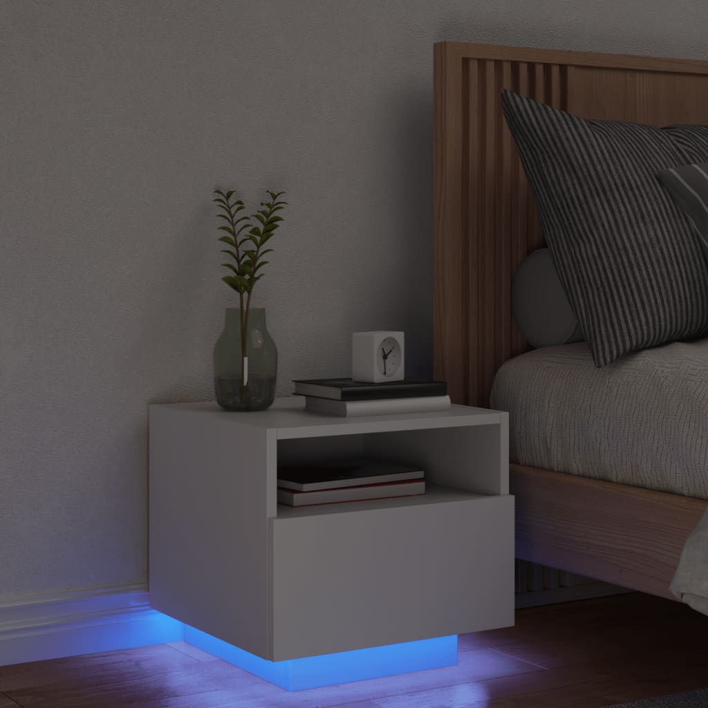 Bedside Table - MIAMI Nightstand White 40cm