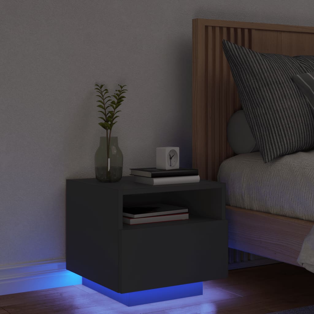 Bedside Table - MIAMI Nightstand Black 40cm