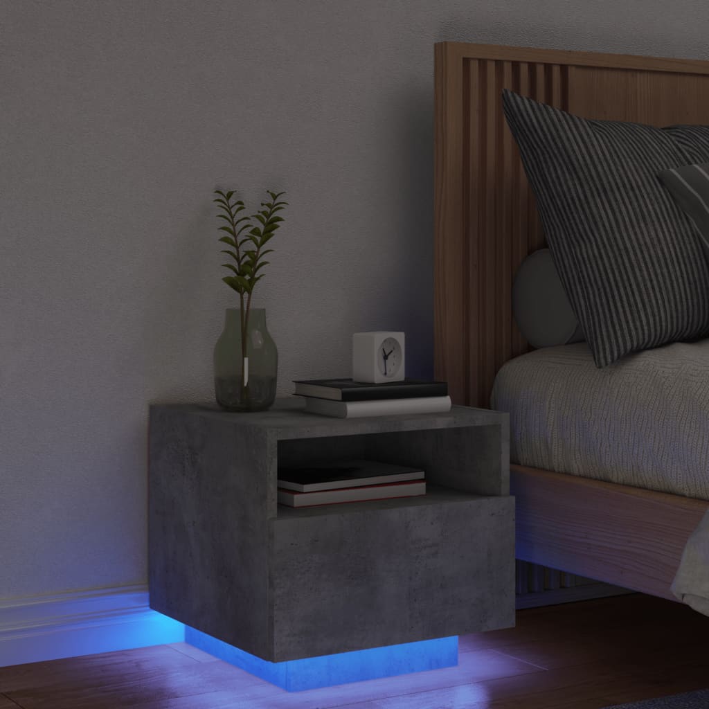 Bedside Table - MIAMI Nightstand Concrete Grey 40cm