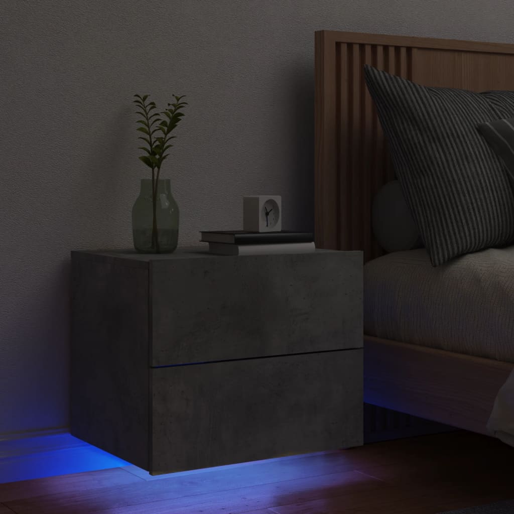 Bedside Table - Jemi Vic Nightstand Concrete Grey 50cm