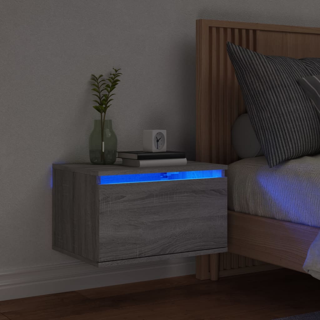Bedside Table - Jemi Vic Nightstand Grey Sonoma 50cm