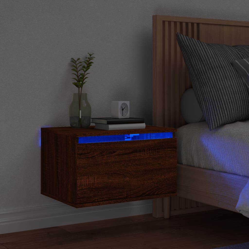 Bedside Table - Jemi Finn Nightstand Brown Oak 50cm