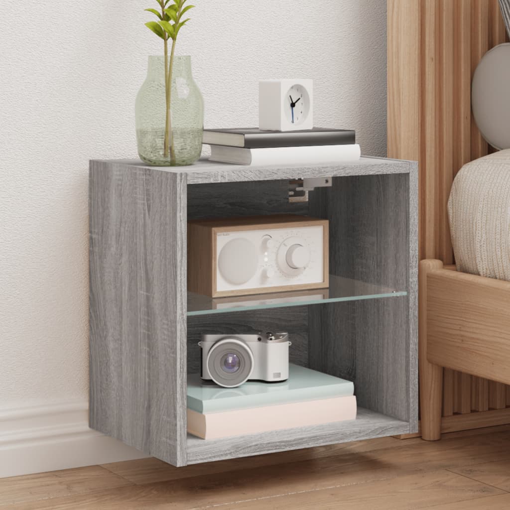 Bedside Table - Phoebe Gus Nightstand Grey Sonoma 40cm