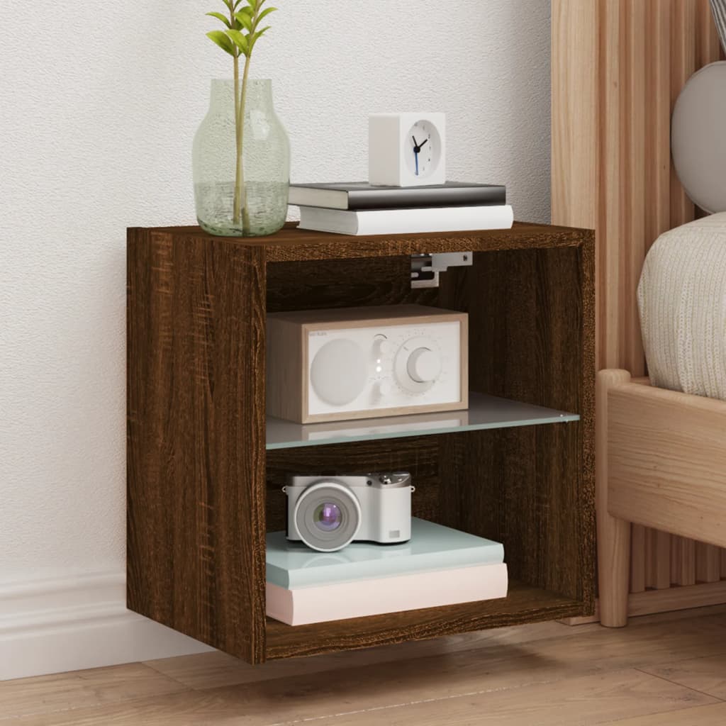 Bedside Table - Phoebe Jay Nightstand Brown Oak 40cm