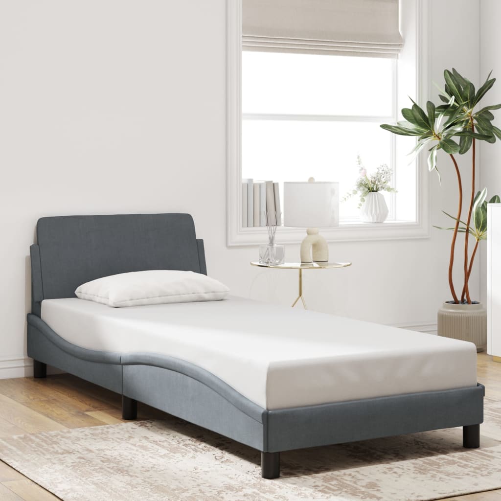 Bedframe Dark Grey 90x190cm Single Velvet