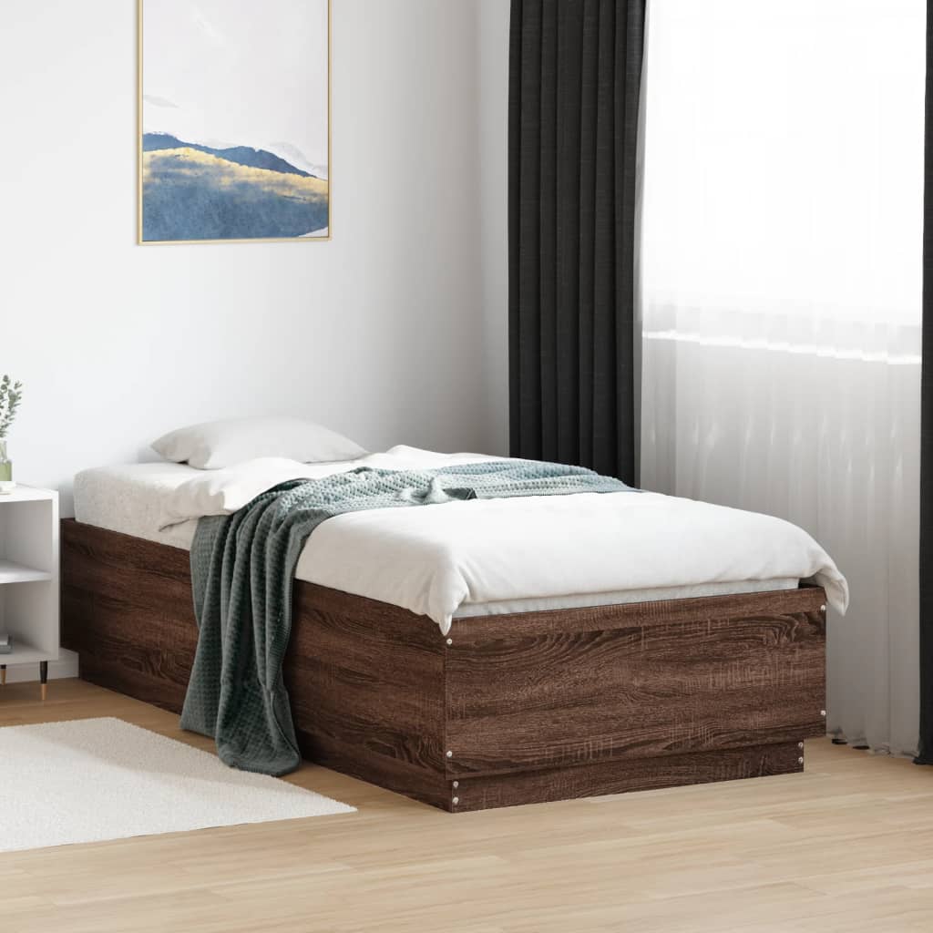 Bedframe with LED Brown Oak 90x190cm Single