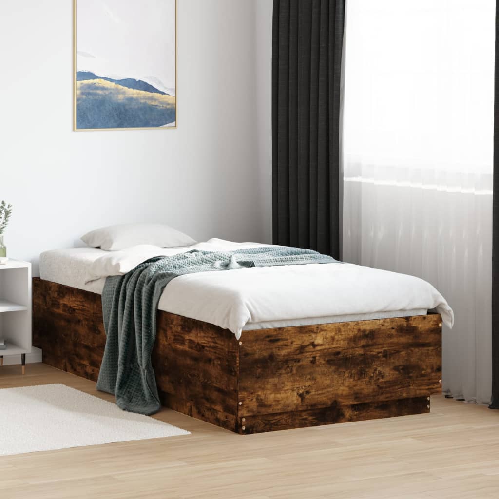 Bedframe with LED Smoked Oak 75x190cm Small Single