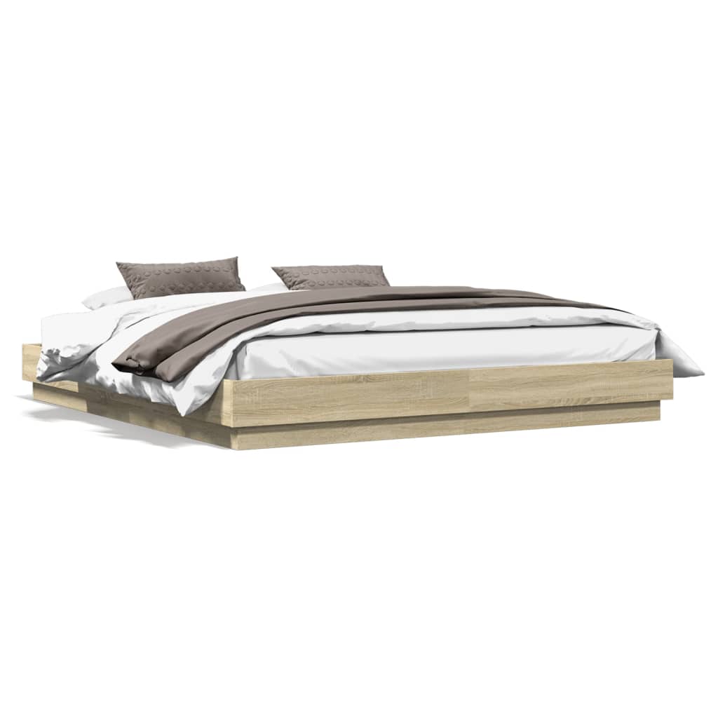 Bed Frame Sonoma Oak 200x200 cm Engineered Wood
