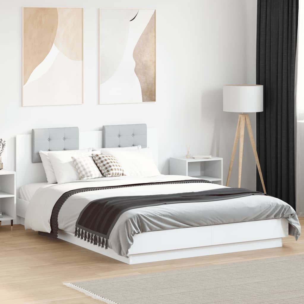 Bedframe with LED White 120x200cm