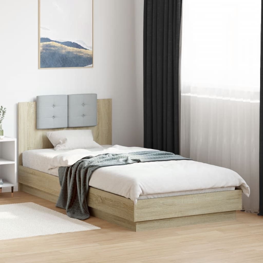 Bedframe with LED Sonoma Oak 90x200cm