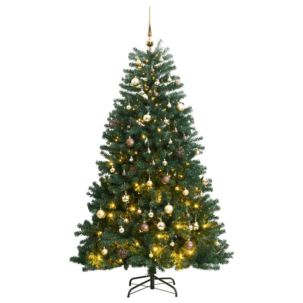 GLOWIN Artificial Hinged Christmas Tree 300 LEDs & Ball Set 240 cm