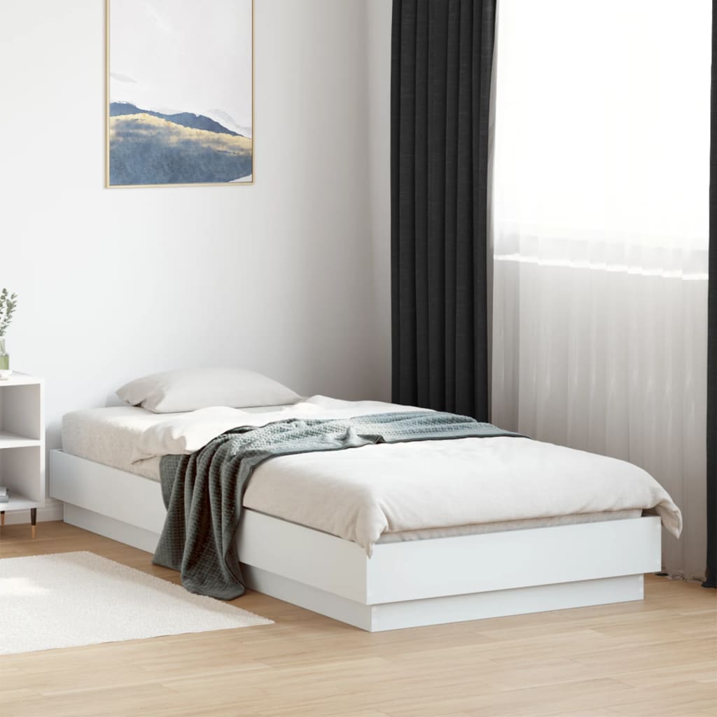Bedframe White 100x200cm Engineered Wood