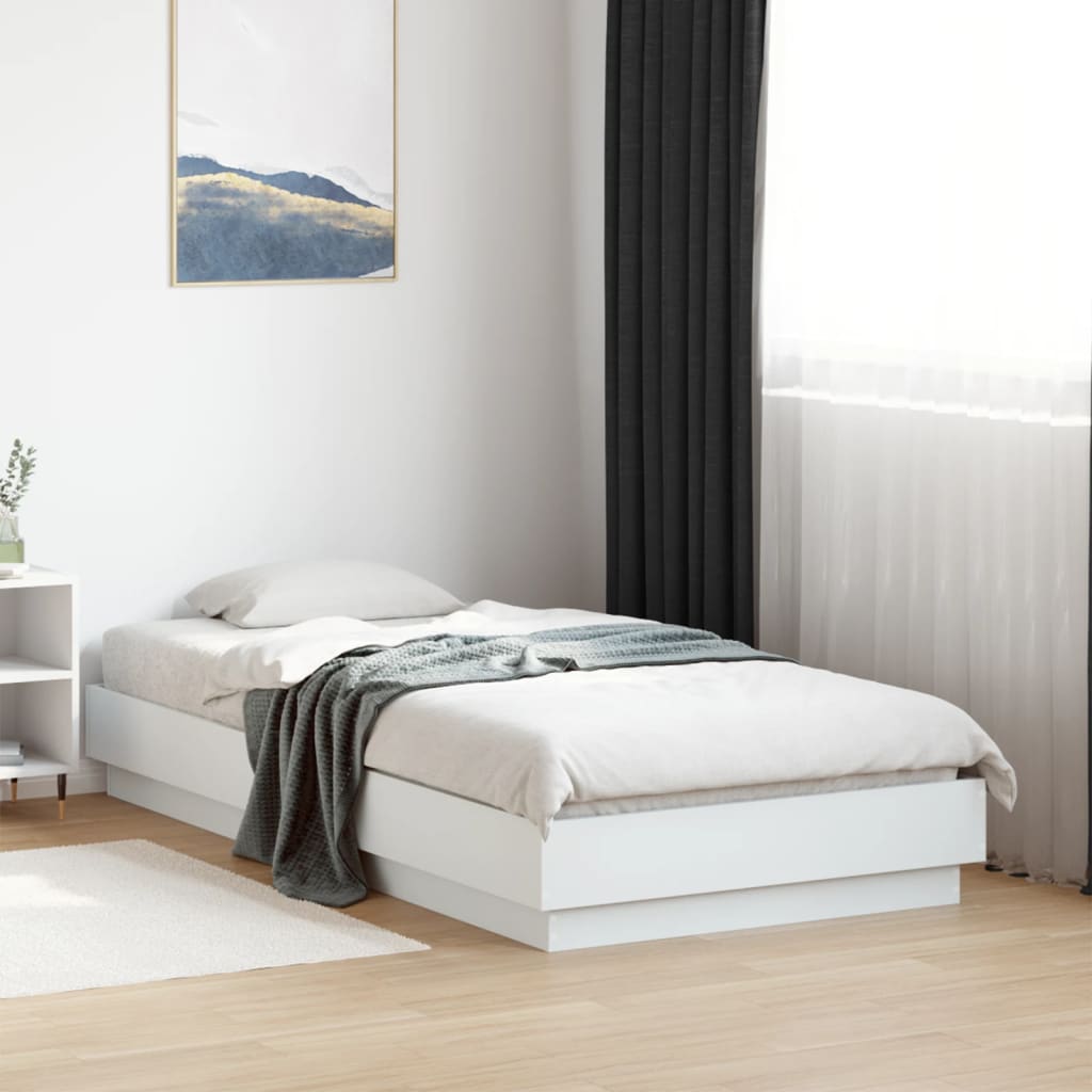 Bedframe White 75x190cm Small Single Engineered Wood