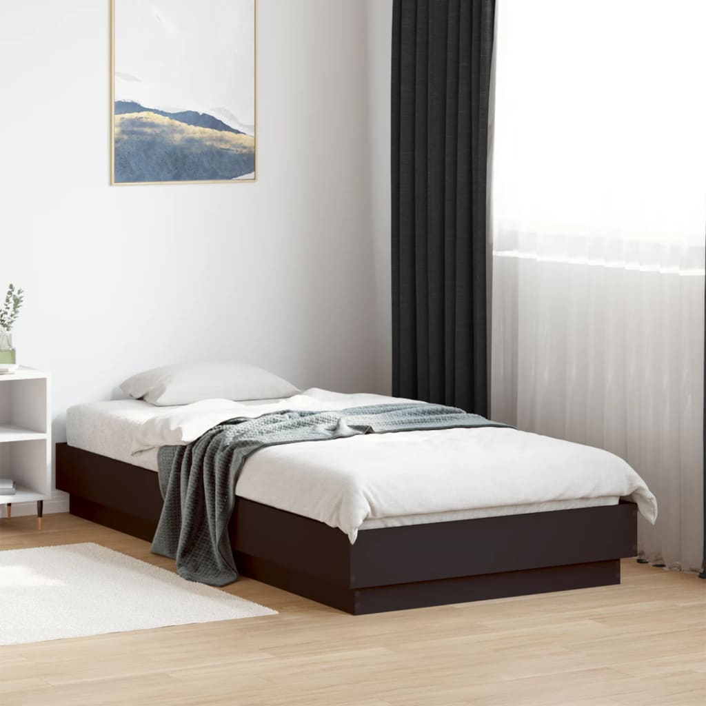 Bedframe Black 75x190cm Small Single Engineered Wood
