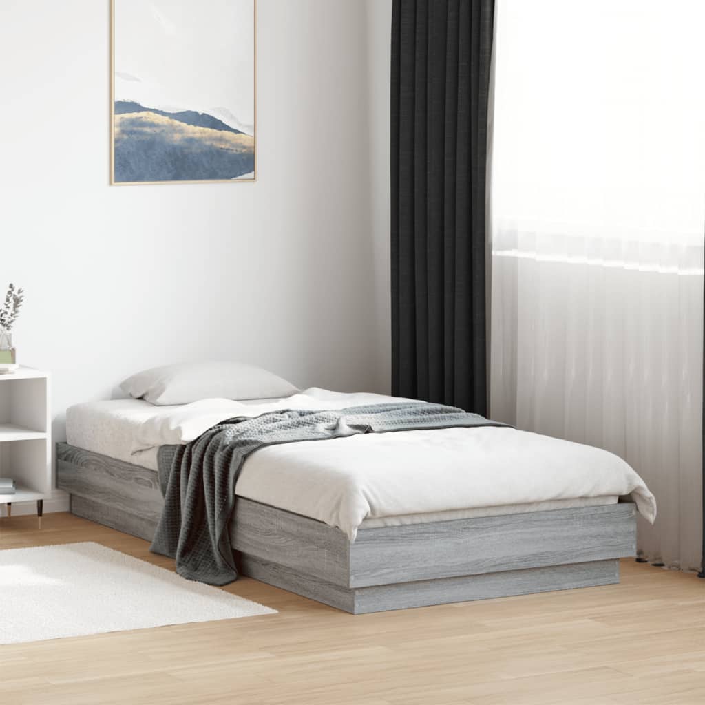 Bedframe Grey Sonoma 75x190cm Small Single Engineered Wood