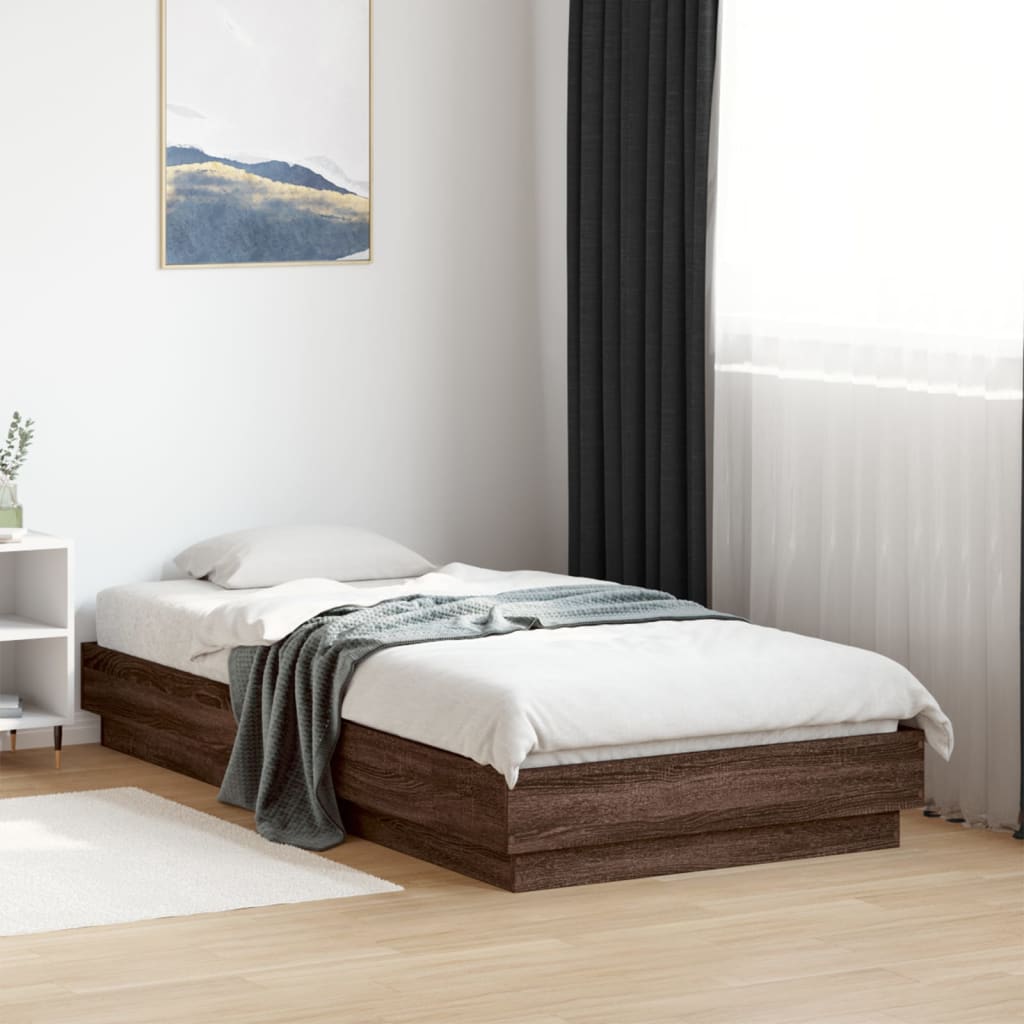 Bedframe Brown Oak 75x190cm Small Single Engineered Wood
