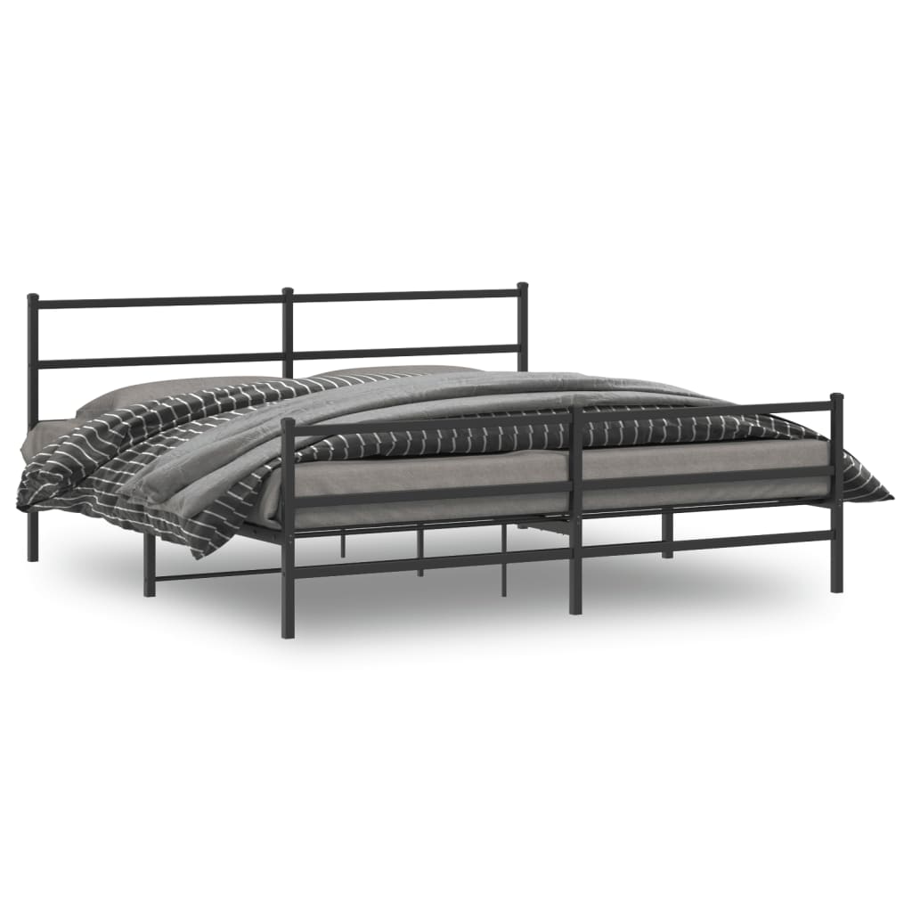 Metal Bed Frame with Headboard and FootboardÂ Black 183x213 cm